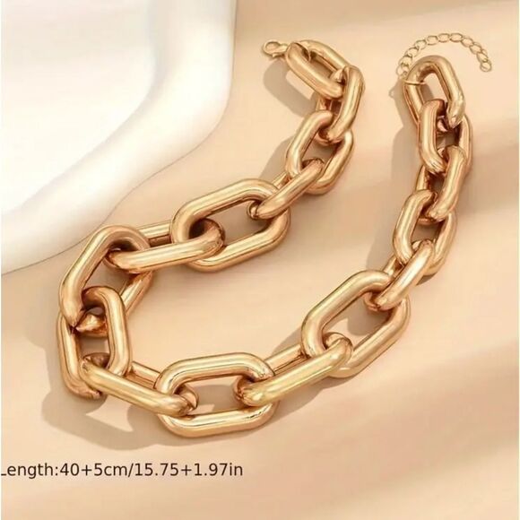 Chunky Chain Necklace Metal Punk Hip Hop Style - Picture 5 of 7